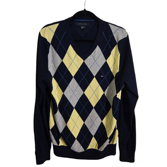 Tommy Hilfiger Men's Argyle V-Neck Sweater Size M - Picture 1 of 6
